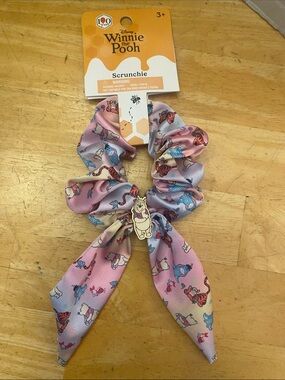 Disney Winnie the Pooh Pink and Lavender Bow Scrunchie w Pooh charm NWT